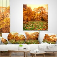 Dizajn prelijepa jesen sa zelenom travom - jastuk za bacanje tiskanih krajolika - 18x18