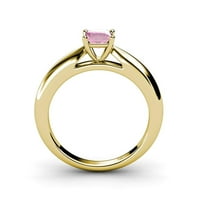 Ružičasti turmalin pasijans prsten 0. ct u 14k žutom zlatu.size 8