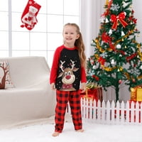 Identični obiteljski pidžama Setovi, Božićna pidžama s natpisom božićno drvce, Slatki gornji dio sobova i karirane