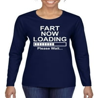 Divlji Bobby Fart učitavanje sada pričekaj ... humor žene grafičke majice s dugim rukavima, mornarice, x-velika