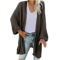 Ženski jesensko-zimski džemper, kaput, jednobojni kardigan, bluza s dugim rukavima i džepovima, odjeća, široki