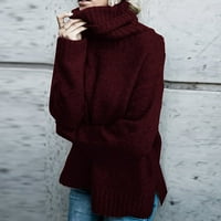 Rasprodaja ženskog džempera ženski modni jednobojni džemper dugih rukava široka dolčevita pleteni pulover s puloverima