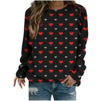 Ženske dukseve predimenzionirane majice za Valentinovo Love Heart Graphic Crewneck Pulover Tops