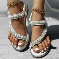 Ženske sandale s ravnim potplatom, elegantne ljetne sandale sa šiljastim prstima, udobne otvorene sandale od rhinestona,