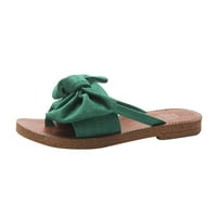 Sandale s kravatom na petu u boji, ženske ravne cipele na plaži s mašnom, jednobojne modne ženske papuče, zelene