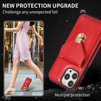 DTECK futrola za iPhone Pro MA, šok -gumeni silikonski odbojnik Hybrid PU Kožni držač kartice za karticu vrećica