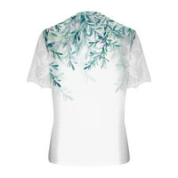 Ženski ljetni vrhovi ženska modna ležerna labava čipkasta čipkasta tiskana majica
