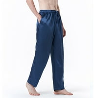 Muške pidžama hlače od svilenog satena ležerna odjeća za spavanje s elastičnim pojasom S vezicama mekane udobne