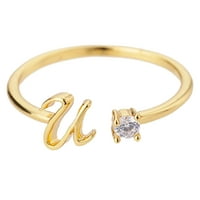 Prsten za žene zlatni personalizirani početni prsten od rhinestona nakit personalizirano početno slovo otvoreni
