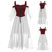Ženska blagdanska haljina Plus size mrežasta prošivena jednobojna haljina s rukavima od leptira s ramena svečana