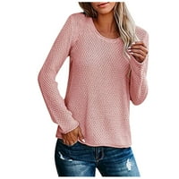 Jesenski džemperi Za Žene, Povremeni preveliki rebrasti džemper s okruglim vratom, jednobojni mekani pulover,