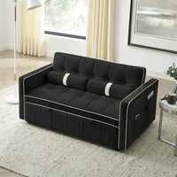 Aukfa izvucite kauč na kauč, kašični kabriolet kašični kauč futon sofa za kućni ured, baršun, crni