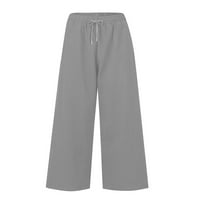 Clearance teretne hlače za muškarce elastične hlače s širokim nogama casual soild udobna plaža hlače s devet četvrtina
