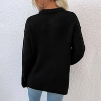 Džemperi za žene ženski casual jednobojni pulover pulover džemper s okruglim vratom široki gornji dio dugmeta
