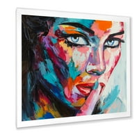Designart 'apstraktni portret mlade žene s plavim očima II' Moderni uokvireni umjetnički tisak