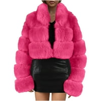 Ženske dame toplo fau krzneni kaput jakna Zima čvrsta V-izreza Outerska odjeća