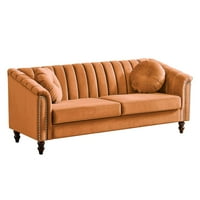Aukfa moderni baršunasti kauč na leđima za dnevnu sobu - ruke za nokte - naranča