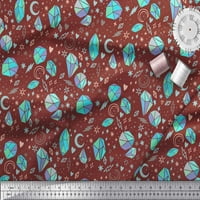 Tkanina od crvenog pamučnog dresa u stilu geometrijskog srca i kristalnog kamena u obliku srca