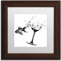 Zaštitni znak likovna umjetnost 'Fish & Wine Glass' platno umjetnost Nick Bantock, bijela mat, drveni okvir