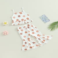 WASSERY TODDLER GIRLS HARSKE SETS 3T 4T Djevojke s dojenčadi Ljetna odjeća bez rukava Cami Cvjetne plamtene hlače