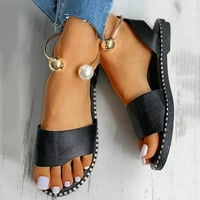 _ / Ženske sandale; ženske ravne japanke s otvorenim prstima; udobne cipele za plažu u rimskom stilu s biserima;