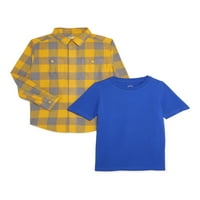 Flanel i majica za dječake, 2 pakiranja, veličine 4 i haskija