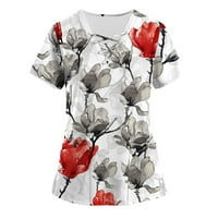 Rasprodaja ženskih ljetnih majica s kratkim rukavima S izrezom u obliku slova U i džepom za hranjenje u sivoj