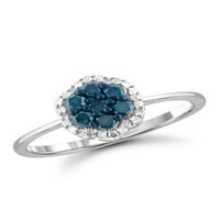 Carat T.W. Plavo -bijeli prsten za dijamantski skup u srebrnom srebrnom