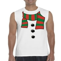 2-muška majica s uzorkom bez rukava do 3-inčne veličine-Božićni šal sa snjegovićem