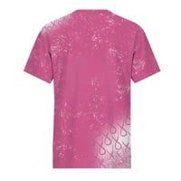 Vrhovi za žene u donjem rublju - Novi Dolazak, tiskane majice s okruglim vratom s kratkim rukavima u ružičastoj