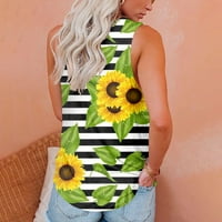 Ljetna rasprodaja ženska modna ležerna Majica Bez rukava s okruglim vratom s printom ljetni pulover žuti;