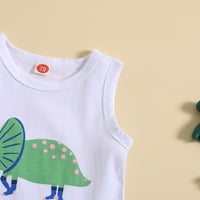 Odjeća za dječake ljetno odijelo majica bez rukava s uzorkom dinosaura Majica Bez rukava jednobojne kratke hlače