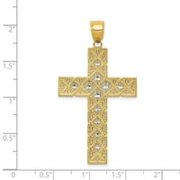 Latinski križni privjesak Od karatnog žutog zlata i rodija s lančanim kabelom od netaknutog zlata