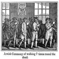 Židovska ceremonija. Židovska ceremonija hodanja oko mrtvih. Drvorez, Amerika, početak 19. stoljeća. Ispis plakata