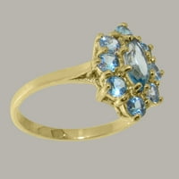 Ženski prsten od žutog zlata 10K britanske proizvodnje s prirodnim plavim topazom - opcije veličine-veličina 7,5
