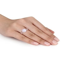 Miabella slatkovodna kultivirana biser i karat T.W. Dijamant 10k cvjetni prsten od ružičastih zlata