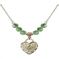 Pozlaćena ogrlica od zelenog kamena mjeseca rođenja u kolovozu s privjeskom za srce za maturalnu večer