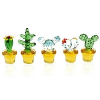 Ručno izrađeni stakleni umjetnički kaktus slatka kristalna minijaturni kaktus figurice kućni uredski stol tabletop