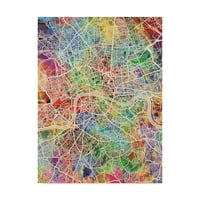 Zaštitni znak likovna umjetnost 'London England Street Map boja' Platna umjetnost Michaela Tompsetta