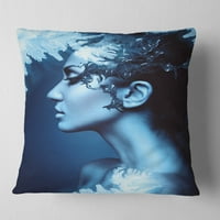 Dizajnerska zimska žena s prskanjem - jastuk za bacanje portreta - 18x18