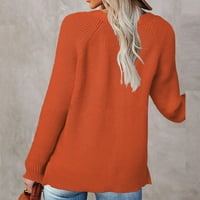 Zimski Džemperi za žene Plus Size ženski casual pleteni pulover s dugim rukavima i džepovima džemper s izrezom