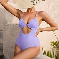 Ženski Mršavi kupaći kostimi u donjem dijelu leđa s mekim grudnjakom i izrezima u bikini stilu u ljubičastoj boji