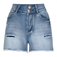 Ženske kratke hlače ženske traper hlače visokog struka ravne kratke hlače s rupama ljetne kratke hlače na rasprodaji