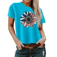 Rasprodaja košulja Četvrtog srpnja ženske ljetne Ležerne opuštene majice s printom Nezavisni dan s okruglim vratom