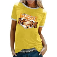 Ženska Softball majica s printom slova, ležerna majica s okruglim vratom i kratkim rukavima, majica za Majčin