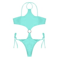 Ženski kupaći kostim s naramenicama za kontrolu trbuha jednobojni kupaći kostim bikini set odjeće za plažu zeleni;