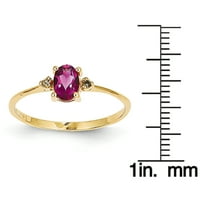 Prvobitno zlato karatno žuto zlato dijamant i ružičasti turmaline rođeni prsten