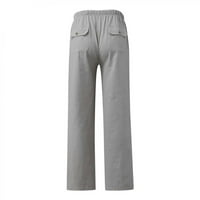 Muške hlače na rasprodaji, muške nove lanene hlače s elastičnim vezicama, jednobojne široke casual hlače s popustom
