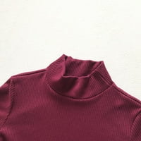 Ženska pletena haljina Plus size dolčevita haljina s dugim rukavima uklopljena vinsko crvena, e-mail