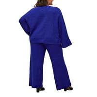 Casual hlače s izrezom u obliku slova U i dugim rukavima u Kraljevsko plavoj boji, Puloveri Plus veličine u asortimanu